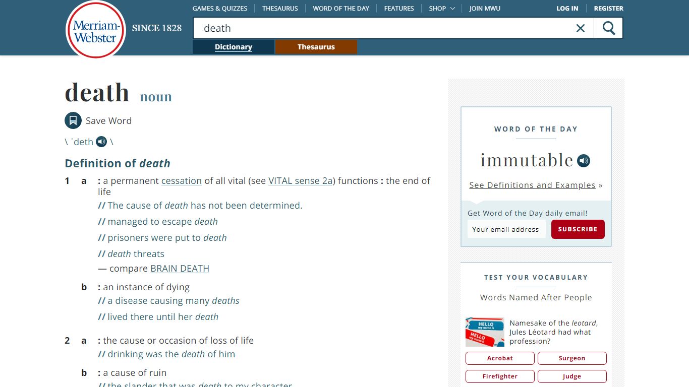 Death Definition & Meaning - Merriam-Webster